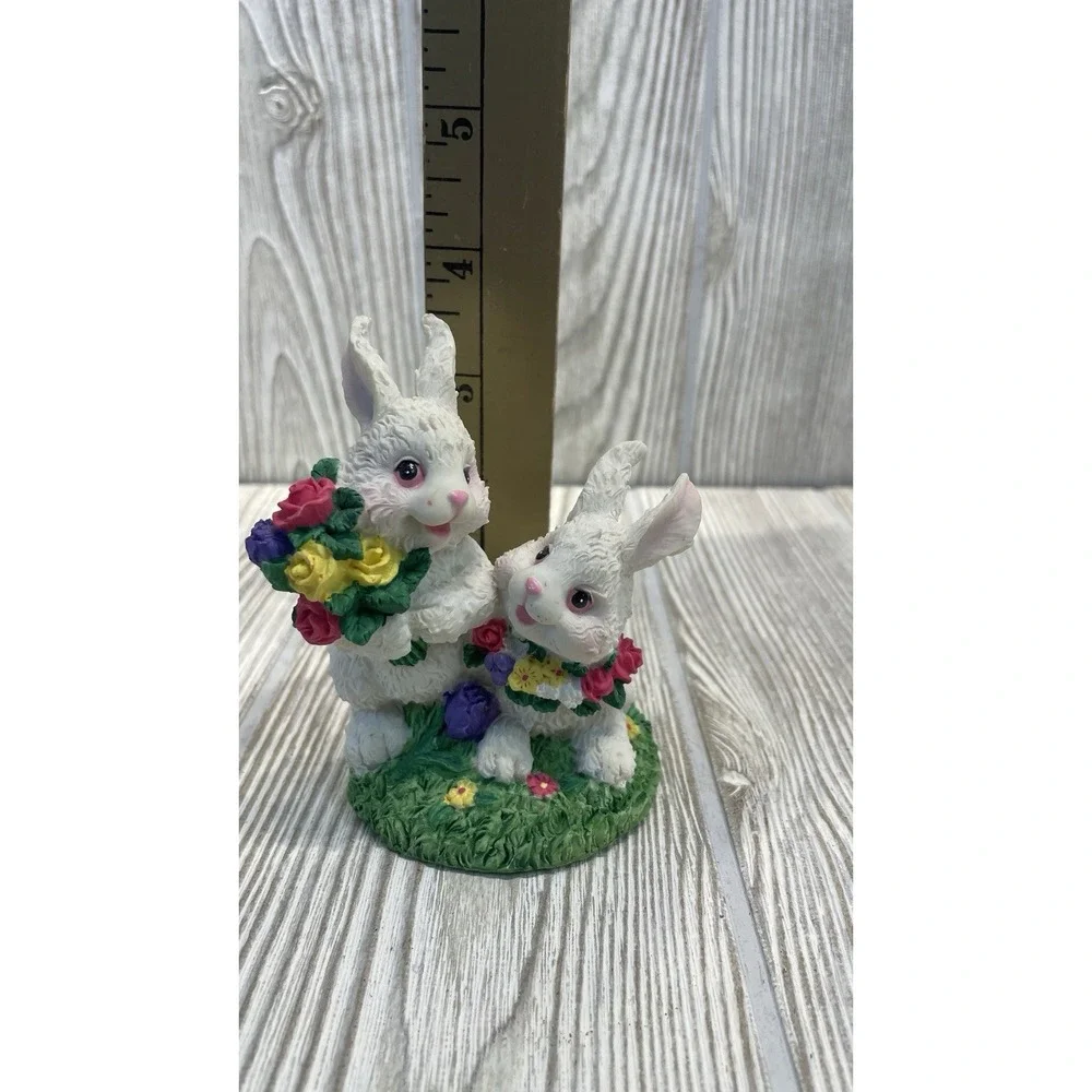 VTG Easter Bunny Shelf Sitter Rabbit Ceramic Head Hands + Ceramic Bunnies Figure